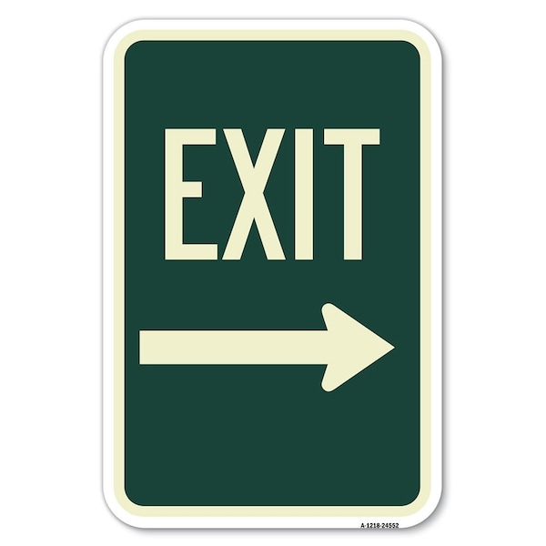 Exit with Right Arrow Heavy-Gauge Aluminum Sign, 12" H, 18" L, A-1218-24552